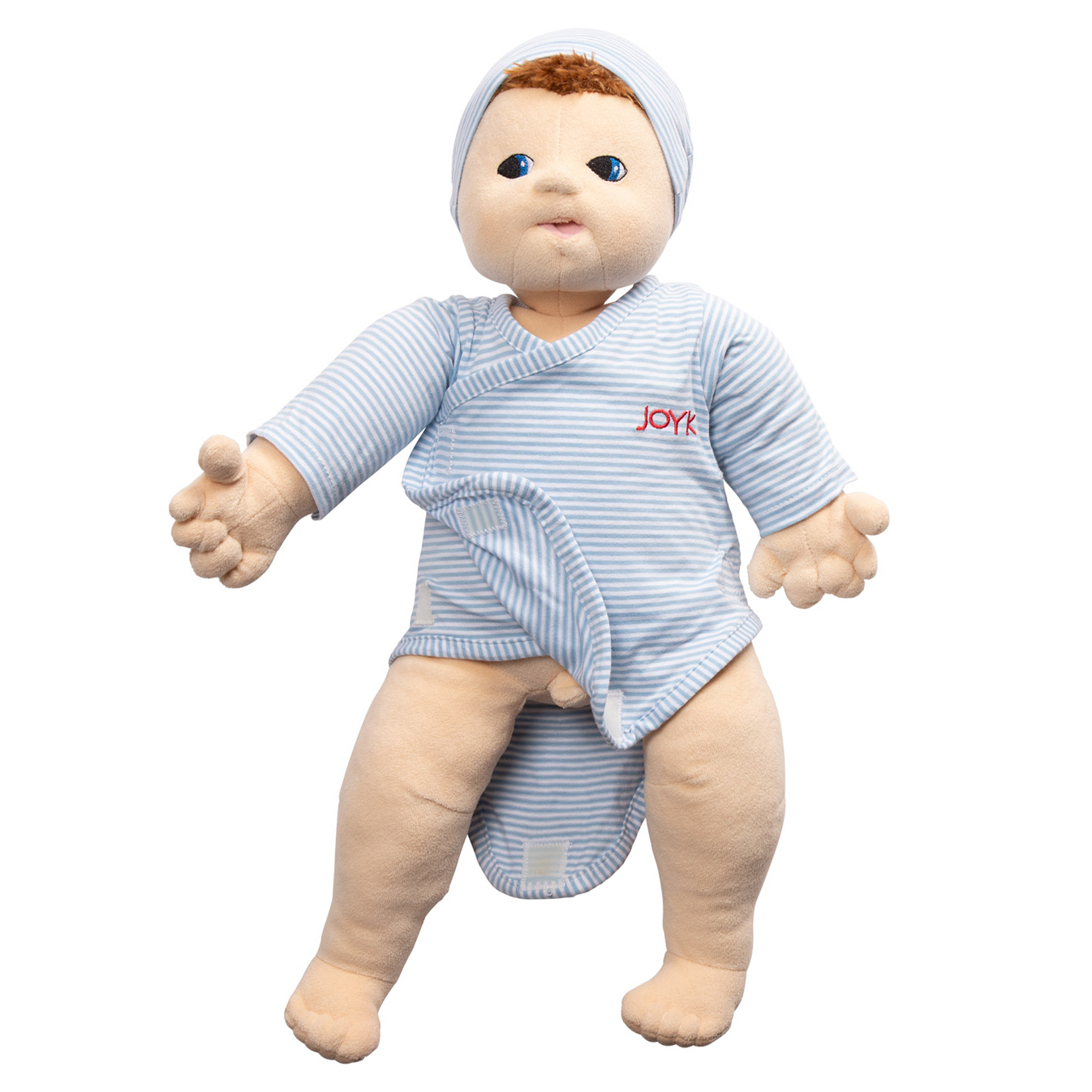 Joyk Empathiepuppe Baby Elias mit hellblauem Wickelbody und Mützchen