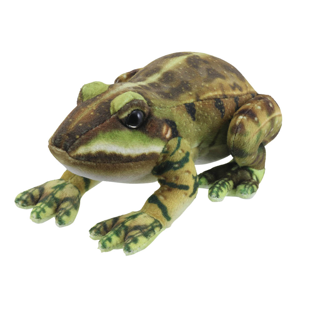 The Puppet Company Little Creatures Fingerpuppe Grüner Frosch, braun-grün gemusterte liegende Fingerpuppe