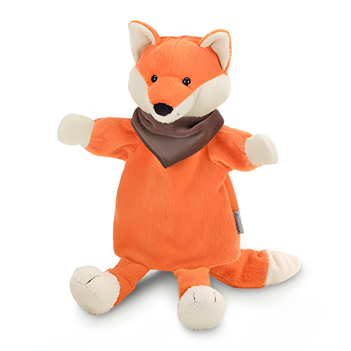 Sterntaler Baby-Handpuppe Fuchs, orangefarbenes Fell mit cremefarbener Schnauze und braunem Halstuch