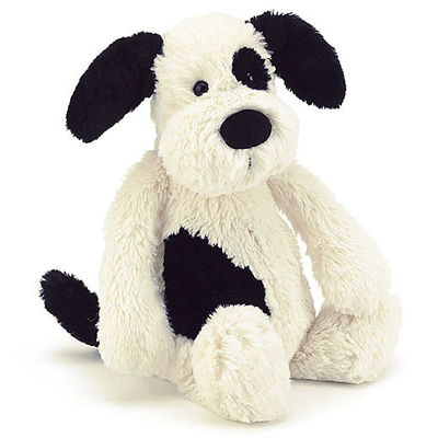 Bashful black & cream puppy Little - cuddly toy from Jellycat