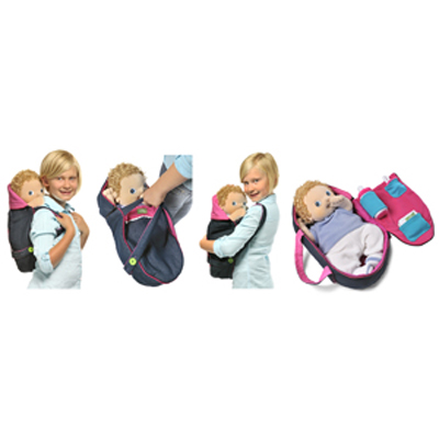 Carry cot for Rubens Babies in four carrying styles: as backpack, sling and bag