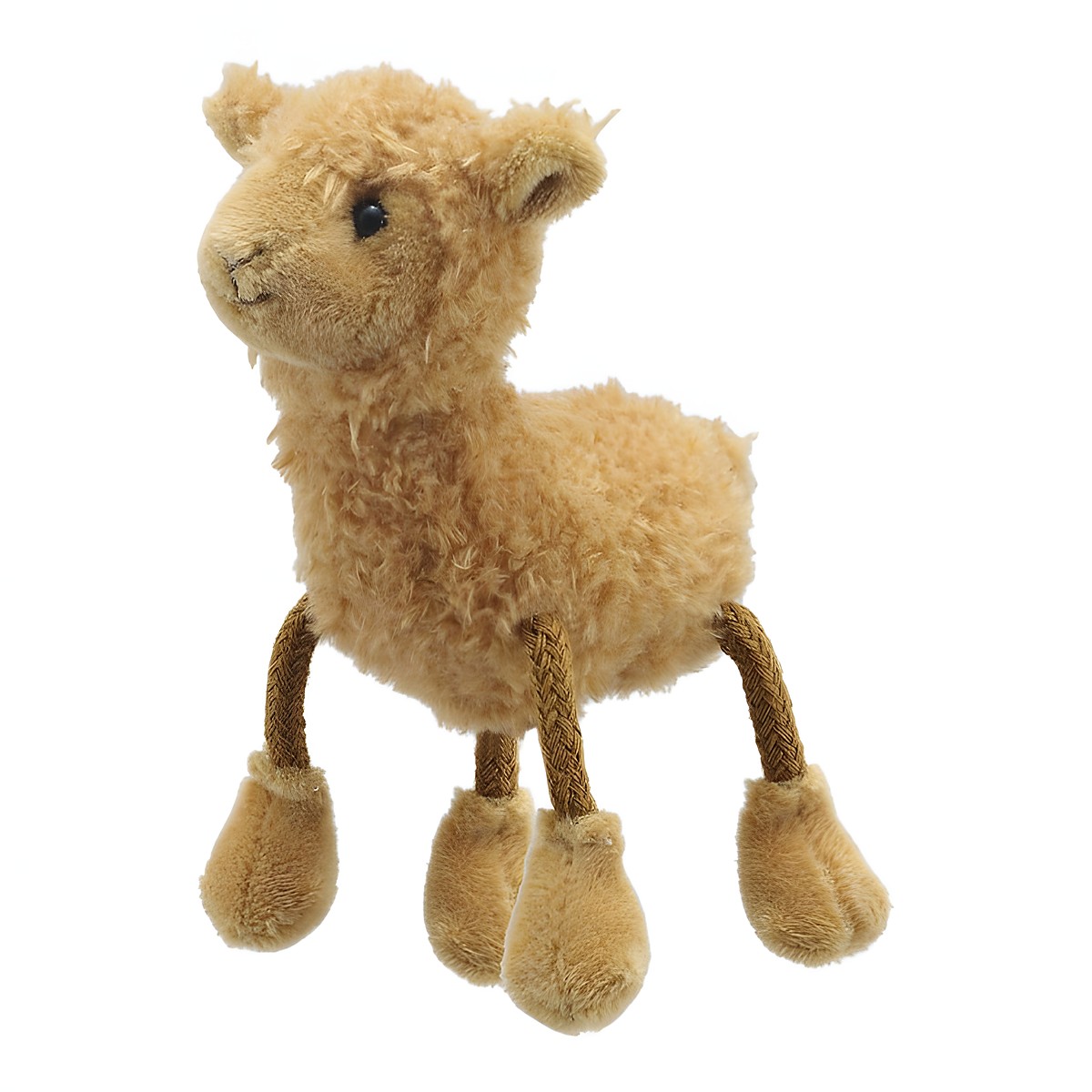 The Puppet Company finger puppet alpaca, beige shaggy finger puppet with long fabric legs