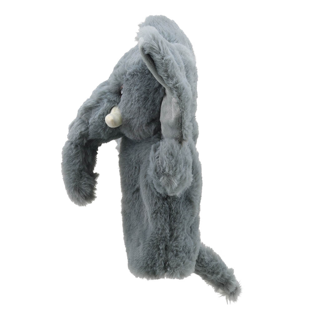 The Puppet Company Handpuppe Elefant, Seitenansicht mit angelegtem Ohr und sichtbarem Schwanz