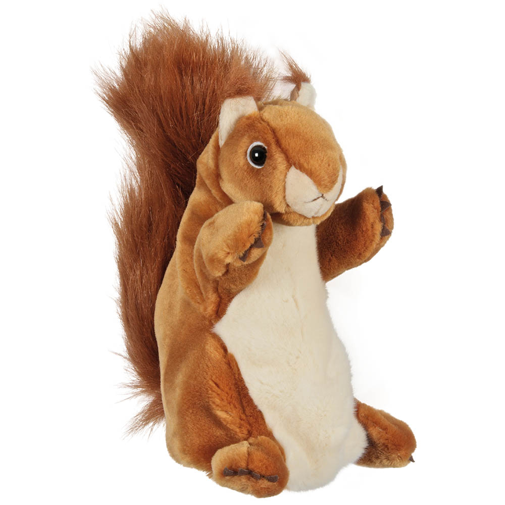 The Puppet Company Baby-Handpuppe Eichhörnchen, rotbraune Eichhörnchen-Handpuppe mit buschigem Schwanz, Seitenansicht