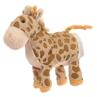Egmont Toys hand puppet giraffe, beige plush toy with brown spots, small horns and orange hooves