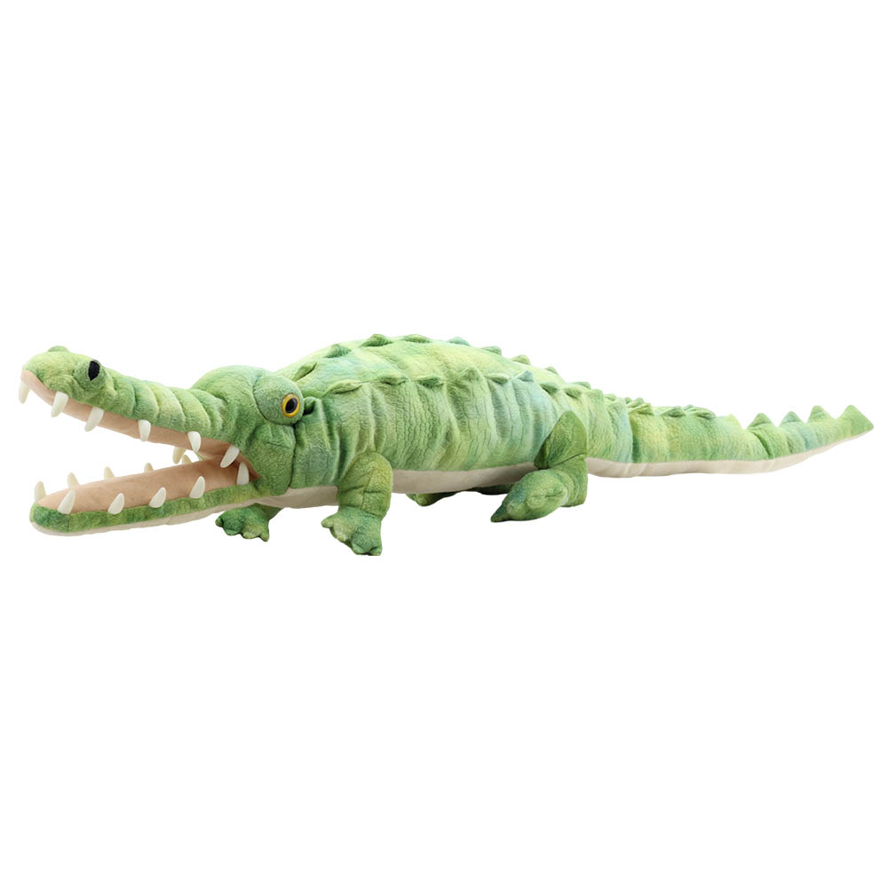 The Puppet Company Handpuppe Großes Krokodil, grünes Krokodil mit geöffnetem Maul und spitzen Zähnen