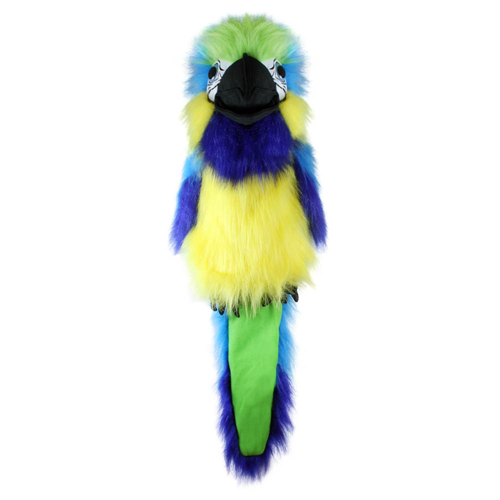 Hand puppet large blue & gold macaw with sound - Puppet Company