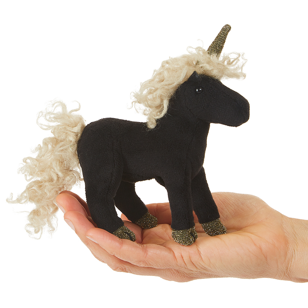 Folkmanis Mini Black Unicorn Finger Puppet Folkmanis Mini Black Unicorn Finger Puppet