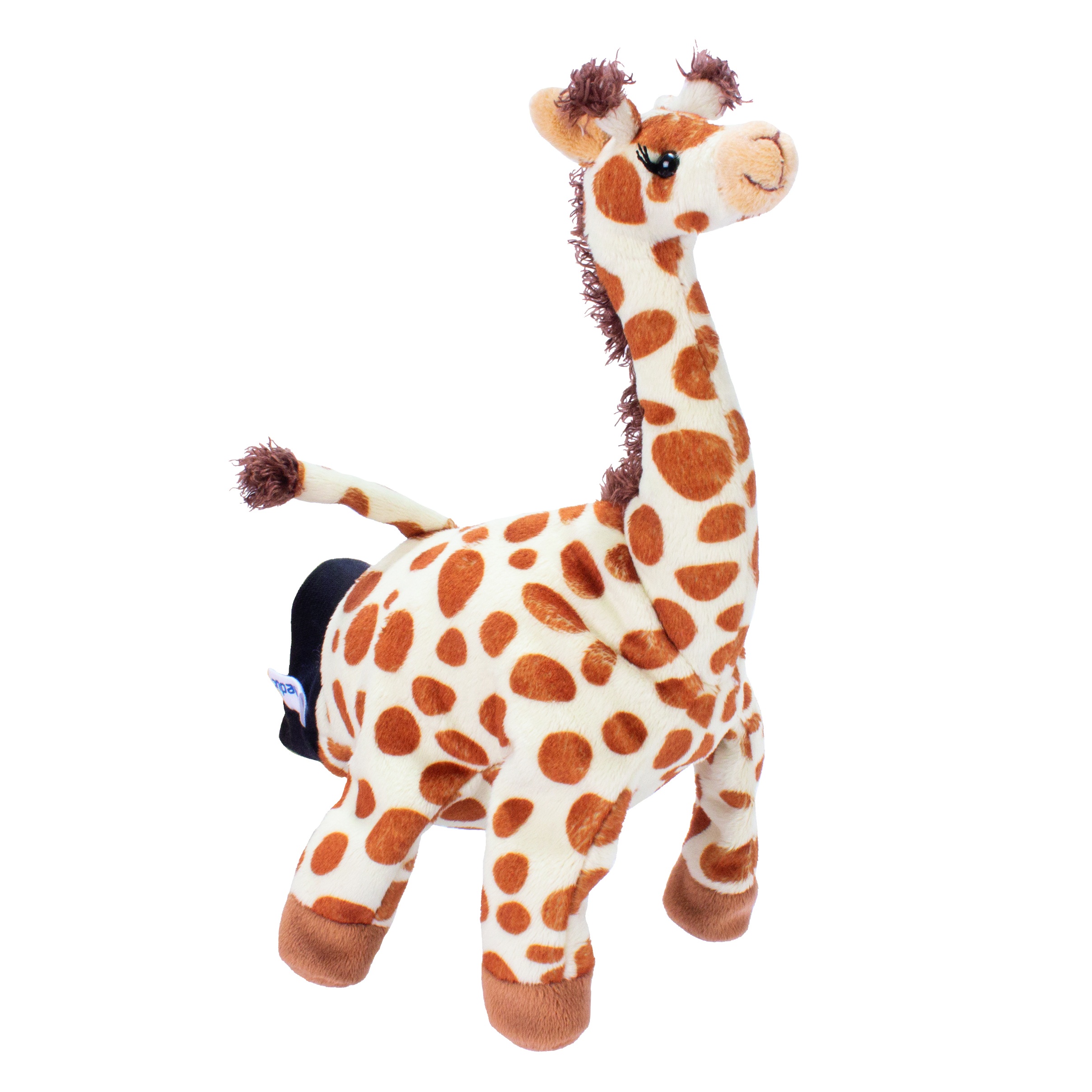 Beleduc Handpuppe Giraffe mit cremefarbenem Fell, braunen Flecken und langem Hals, stehend