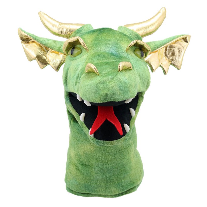 Hand puppet large dragon head (green) - Puppet Company