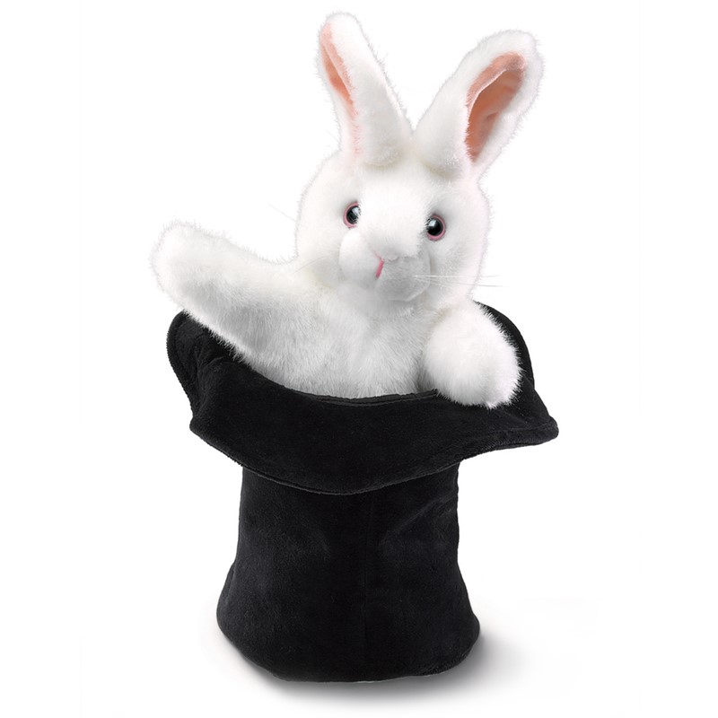 Folkmanis hand puppet large rabbit in hat