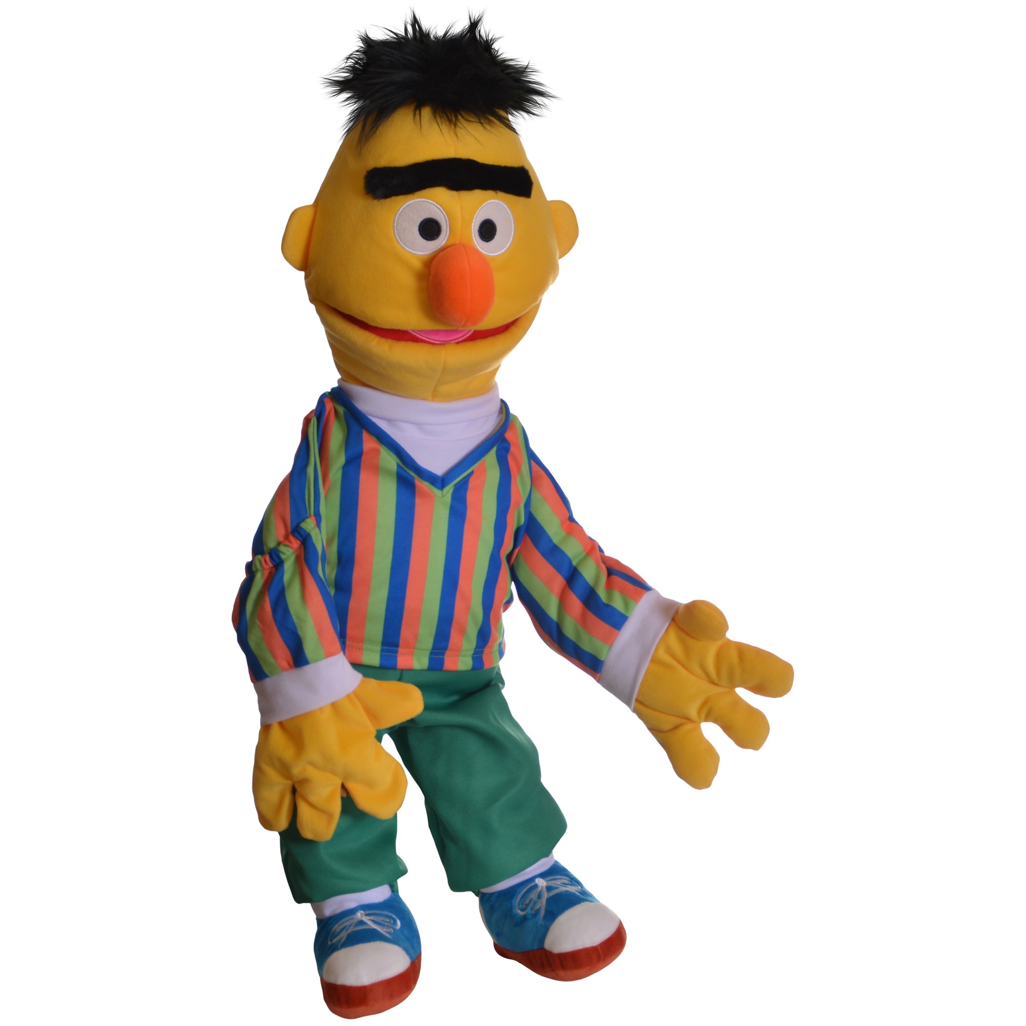Living Puppets Handpuppe Großer Bert aus der Sesamstraße mit gestreiftem Shirt, winkend