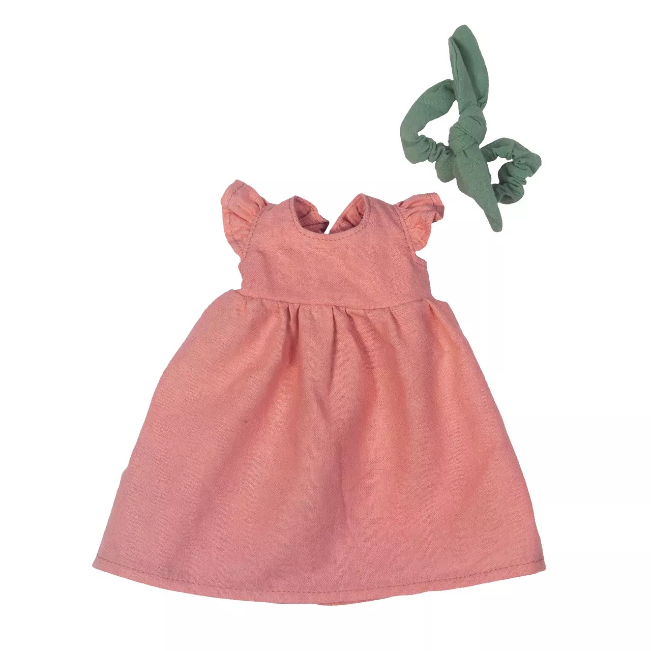 Wechselkleidung Sommer für Rubens EcoBuds: rosa Rüschenkleid mit grünem Haarband