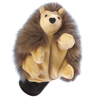 Beleduc Handpuppe Igel mit braunem Stachelfell und beigem Gesicht und Bauch