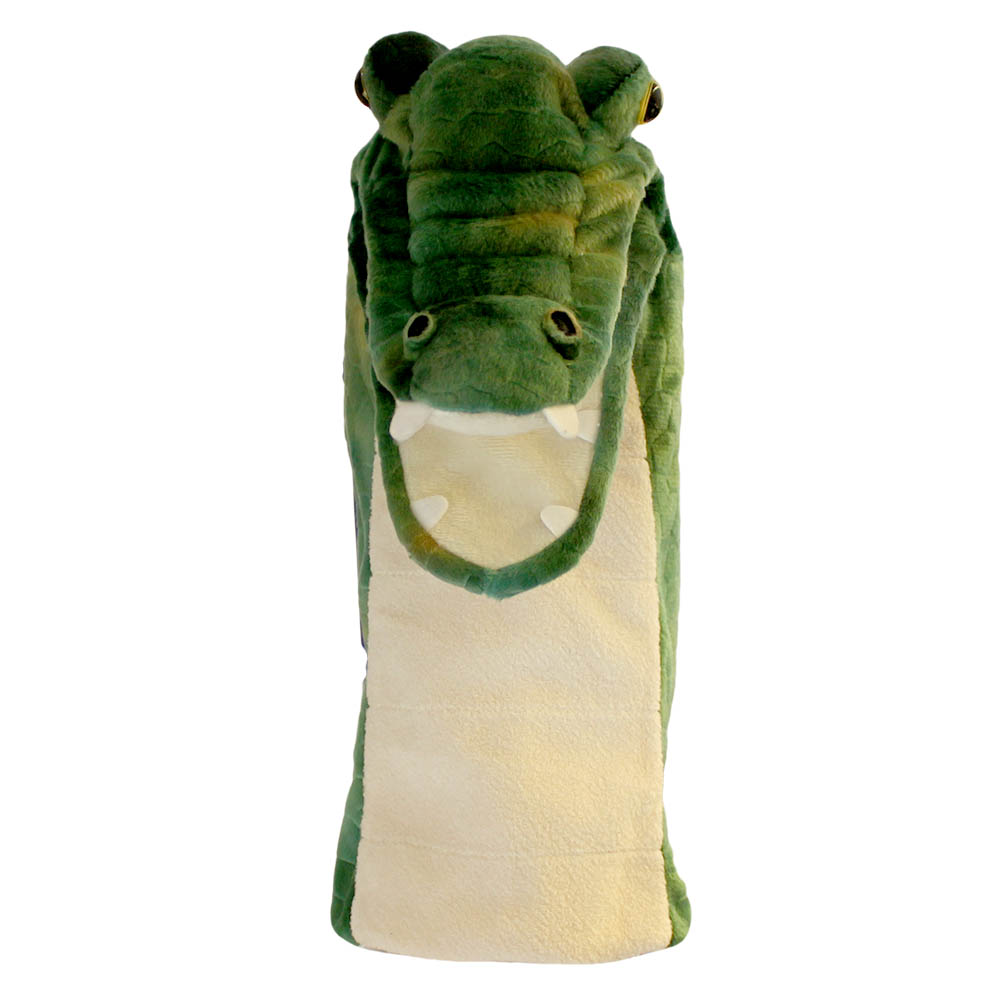 The Puppet Company Baby-Handpuppe Krokodil, grüne Krokodil-Handpuppe mit spitzen Zähnen, Frontansicht