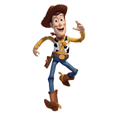 RoomMates wall decal Disney Pixar Toy Story Woody, Woody in a jumping pose with a cowboy hat, isolated on a white background