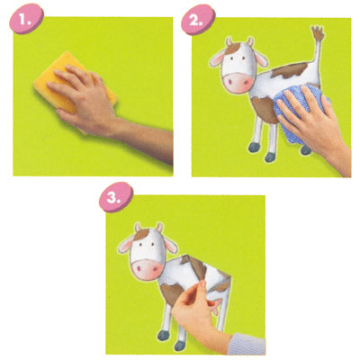 decofun wall decal Animal Farm instructions, three steps for applying the cow sticker to the wall