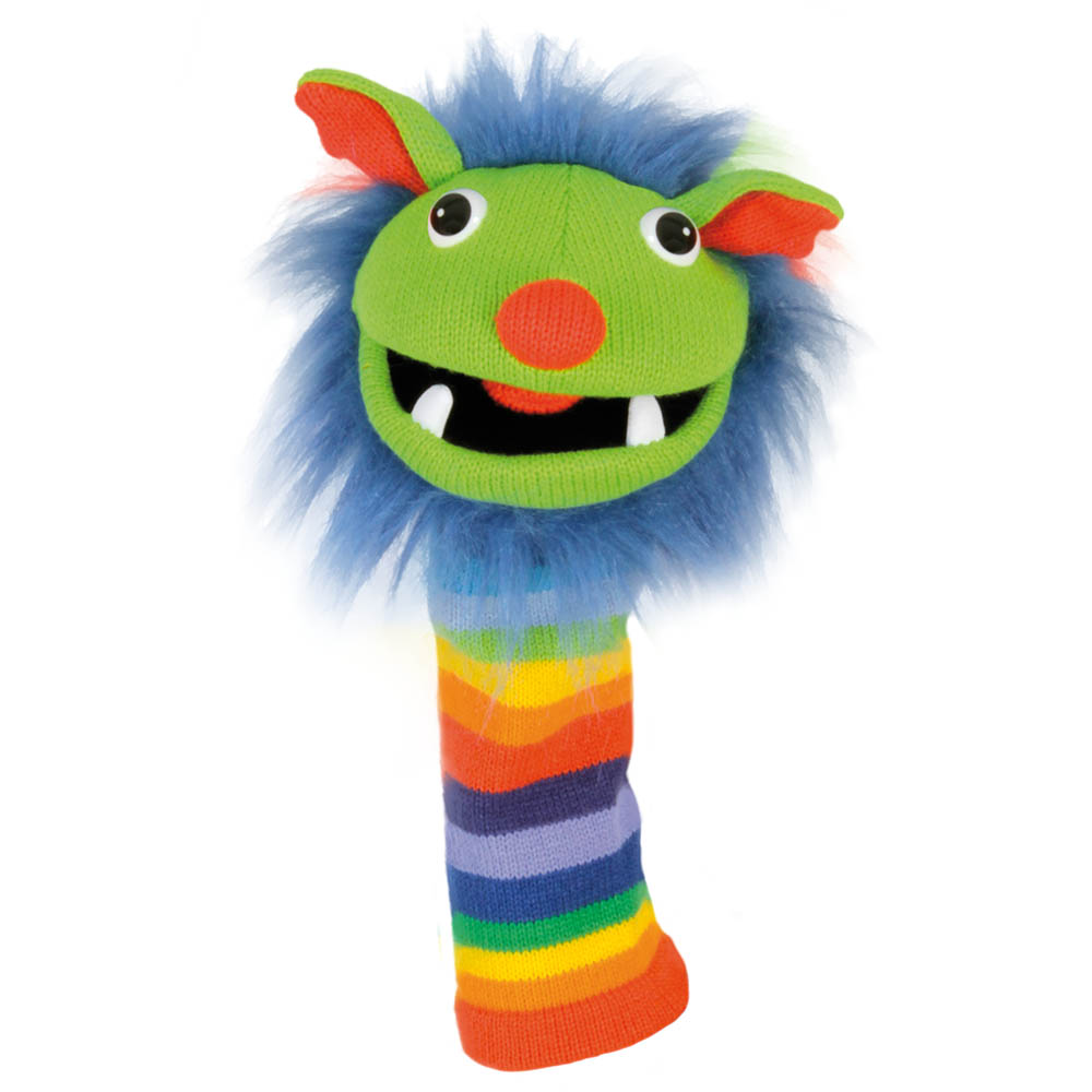 Monster sock hand puppet Rainbow with sound - Puppet Company