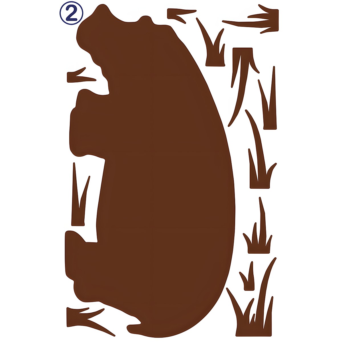 RoomMates Wandbild Animal Silhouettes Brown, Klebebogen mit brauner Bären-Silhouette und Gras-Motiven auf weißem Untergrund