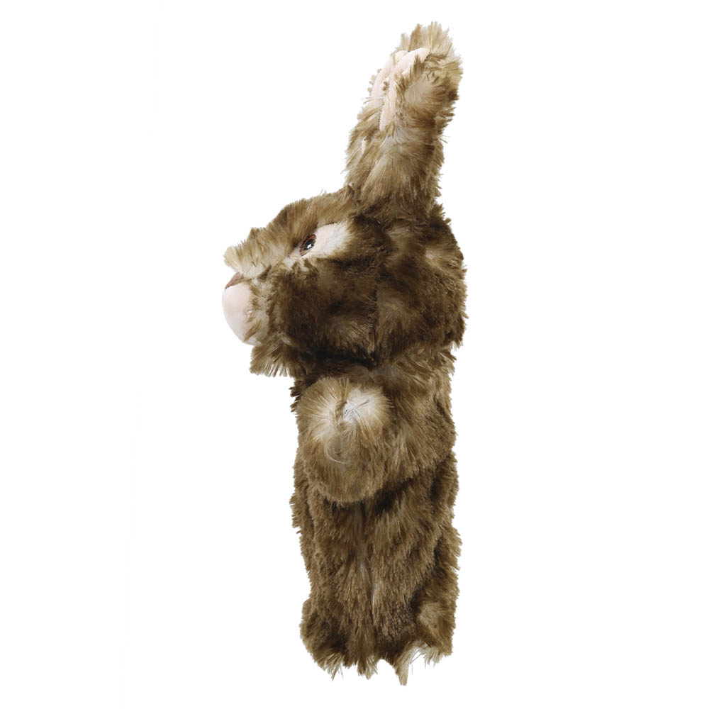 The Puppet Company Baby-Handpuppe Wildkaninchen, braun meliertes Kaninchen mit aufgestelltem Ohr, Seitenansicht