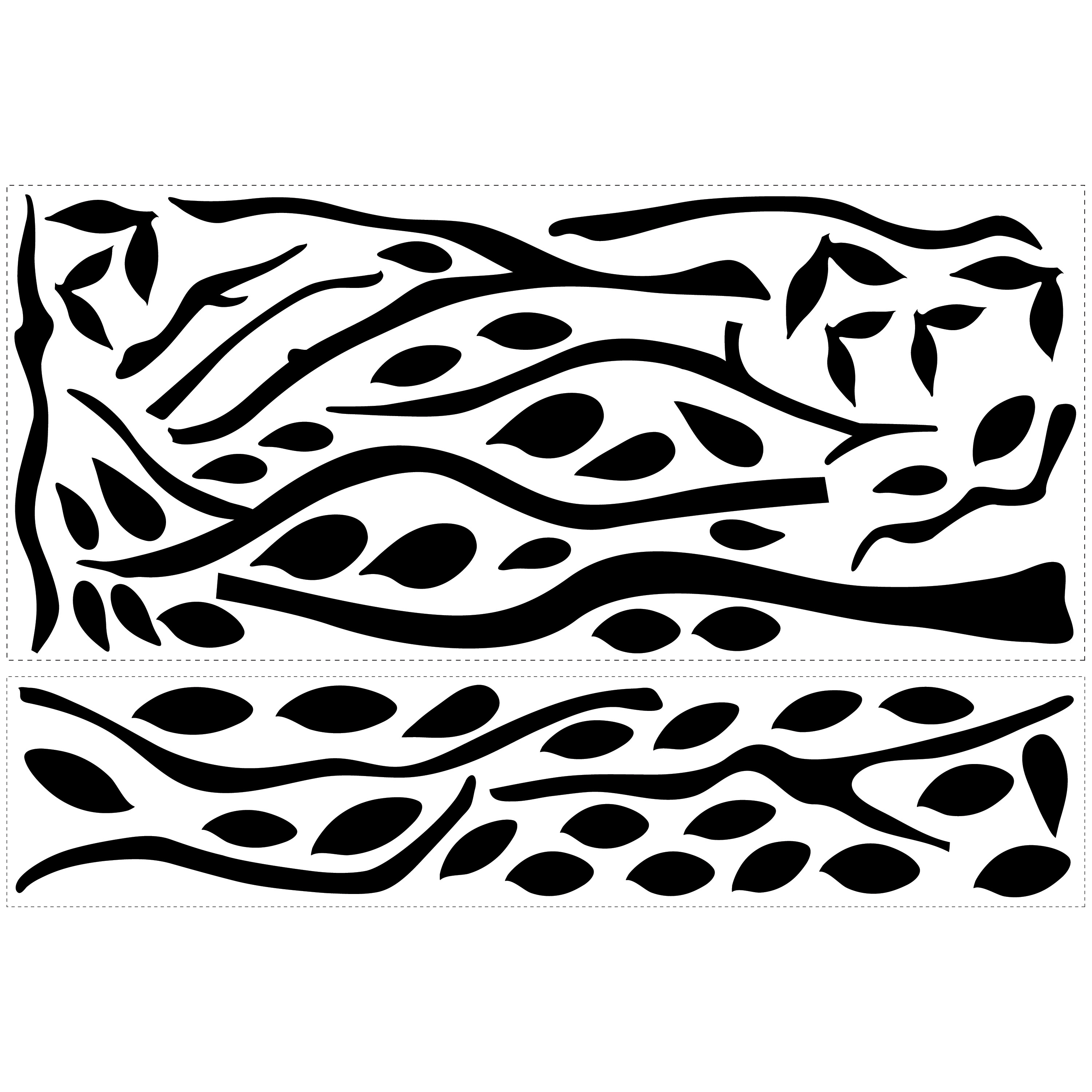 RoomMates Wandbild Tree Branches, Klebebogen mit schwarzen Ast- und Blattmotiven auf weißem Untergrund