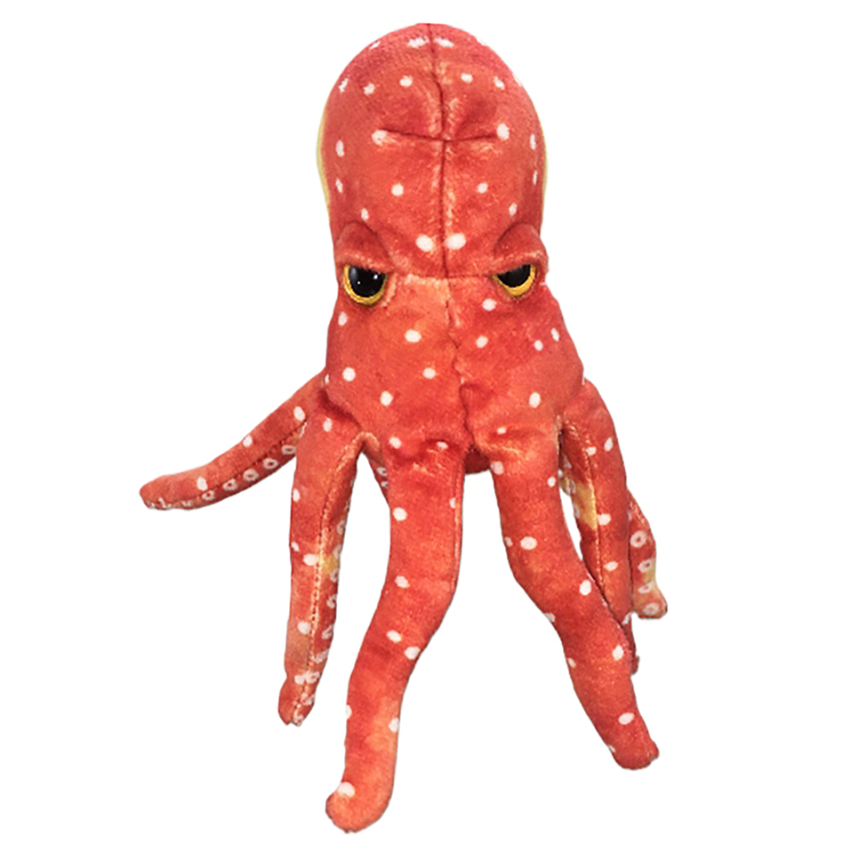 The Puppet Company Fingerpuppe Krake, rote gepunktete Fingerpuppe mit acht Tentakeln