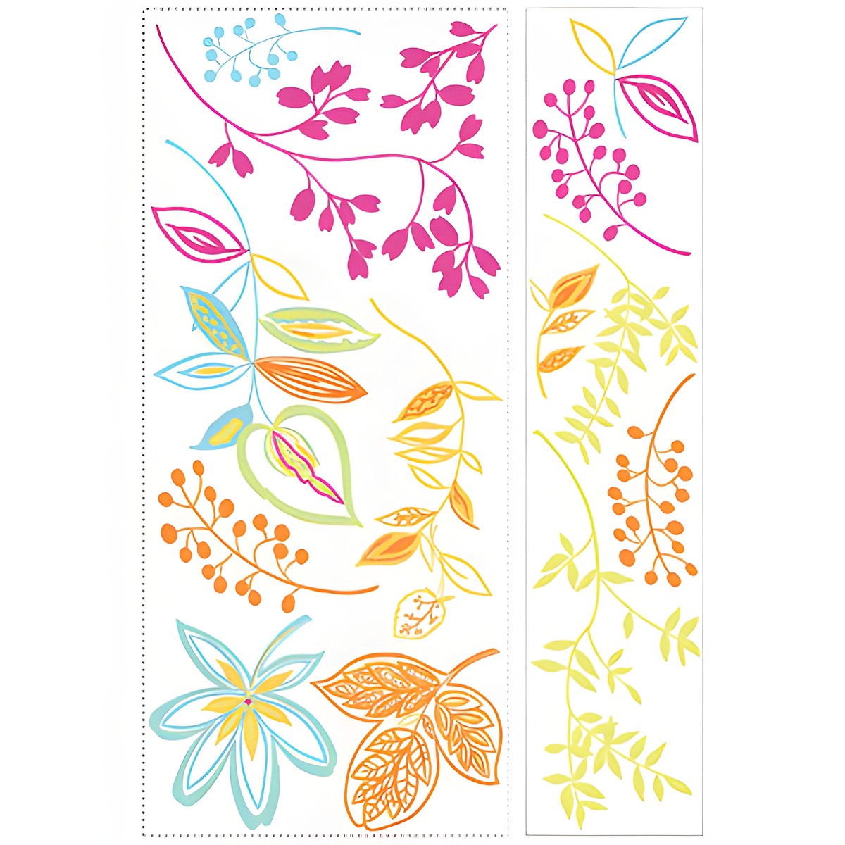 RoomMates wall decal Graphic Leaves, two decal sheets with graphic vine, leaf and berry motifs on a white background