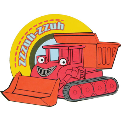 decofun Wanddekoration Bob der Baumeister Einzelmotiv, roter Kipplaster mit Gesicht und Schriftzug Zzzuh-zzuh