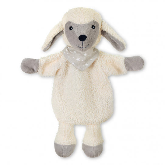 Sterntaler baby hand puppet sheep Stanley, cream-coloured curly fur with a grey face and a star bandana
