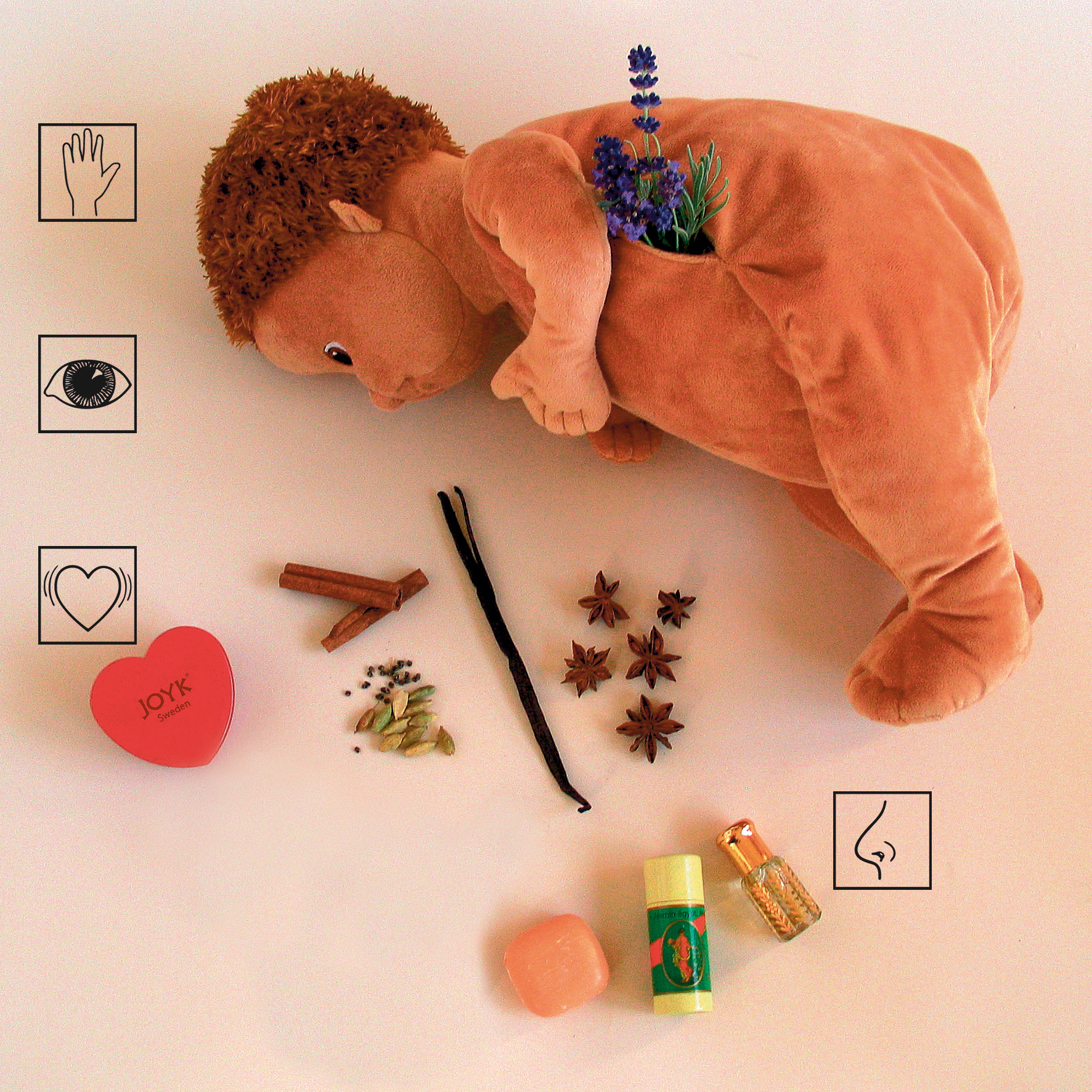 Joyk empathy doll Sofia on its front with scent materials and heartbeat simulator