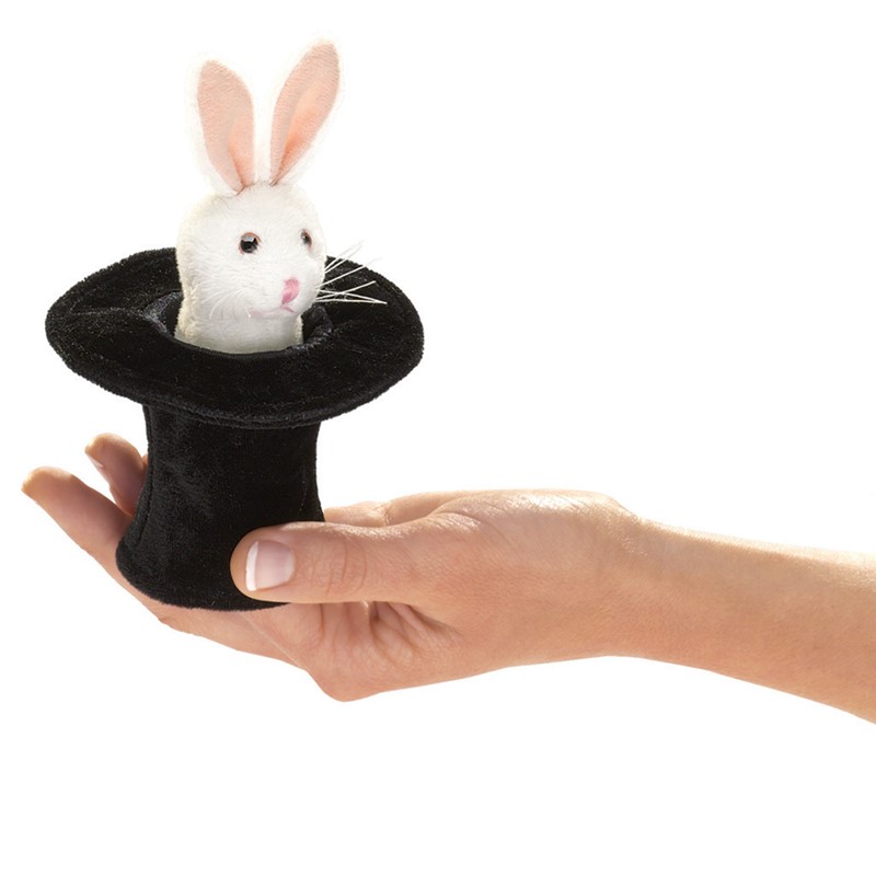 Folkmanis finger puppet mini rabbit in hat