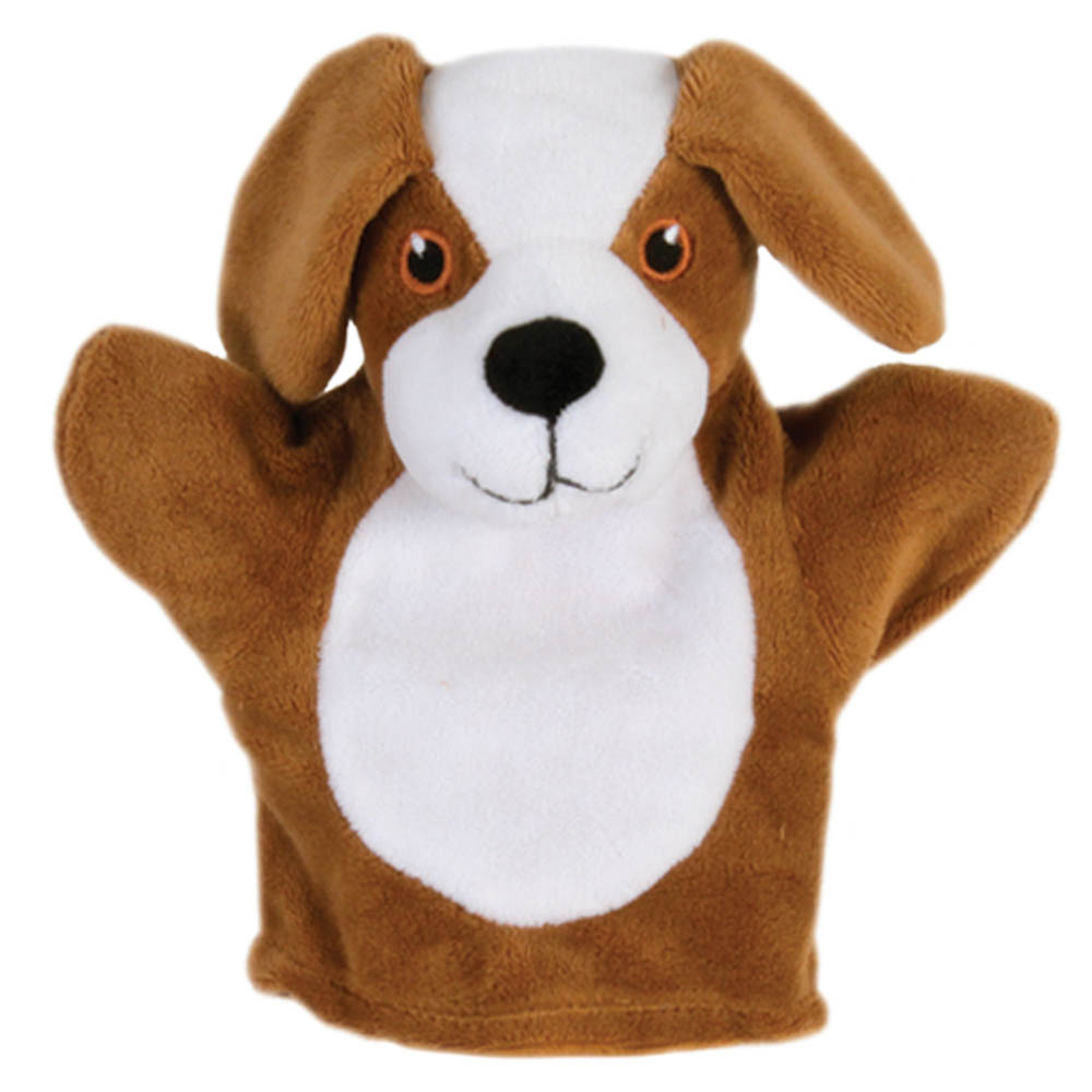 The Puppet Company Baby-Handpuppe Hund, braun-weiße Handpuppe mit Schlappohren