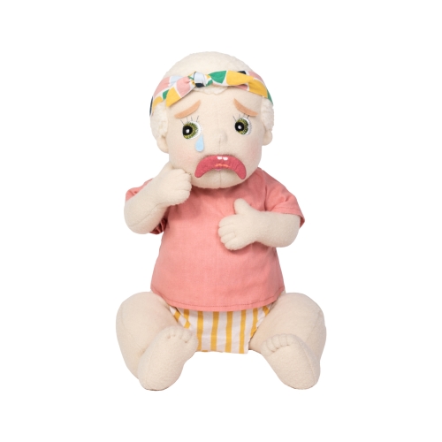 Rubens Barn doll with attached sad mouth and tear from the facial expressions set