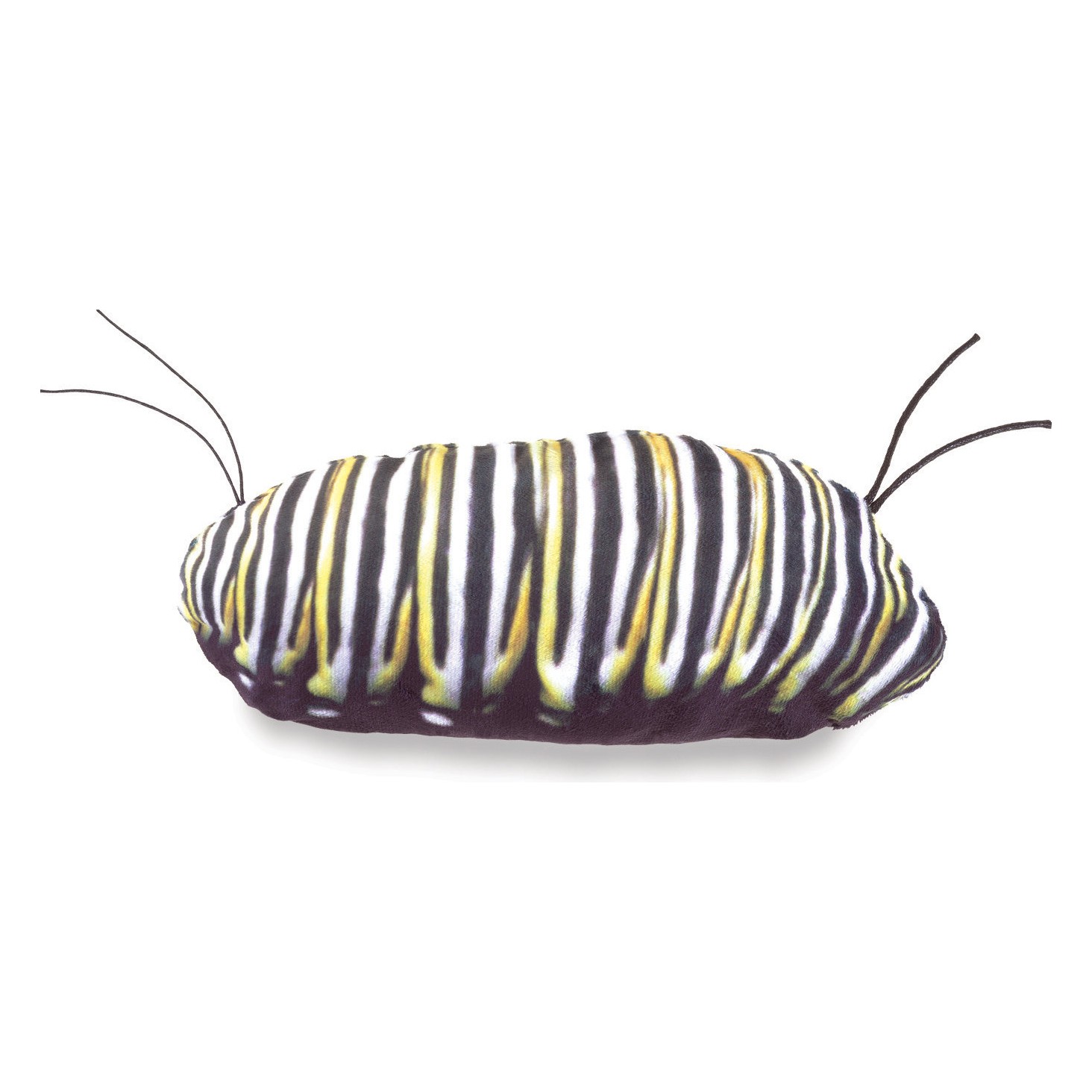 Folkmanis hand puppet Metamorphose butterfly in caterpillar form with black, yellow and white stripes and wire antennae