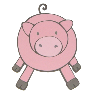 decofun Wanddekoration Animal Farm Einzelmotiv Schwein, rosa rundes Schweinchen mit Ringelschwanz auf weißem Untergrund