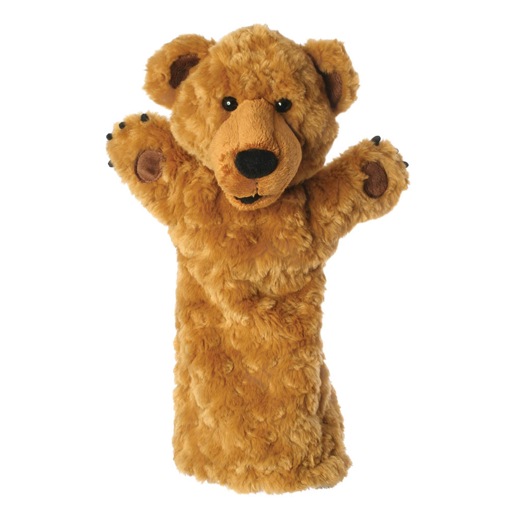 The Puppet Company Baby-Handpuppe Bär, braune Handpuppe mit erhobenen Tatzen und rundem Gesicht