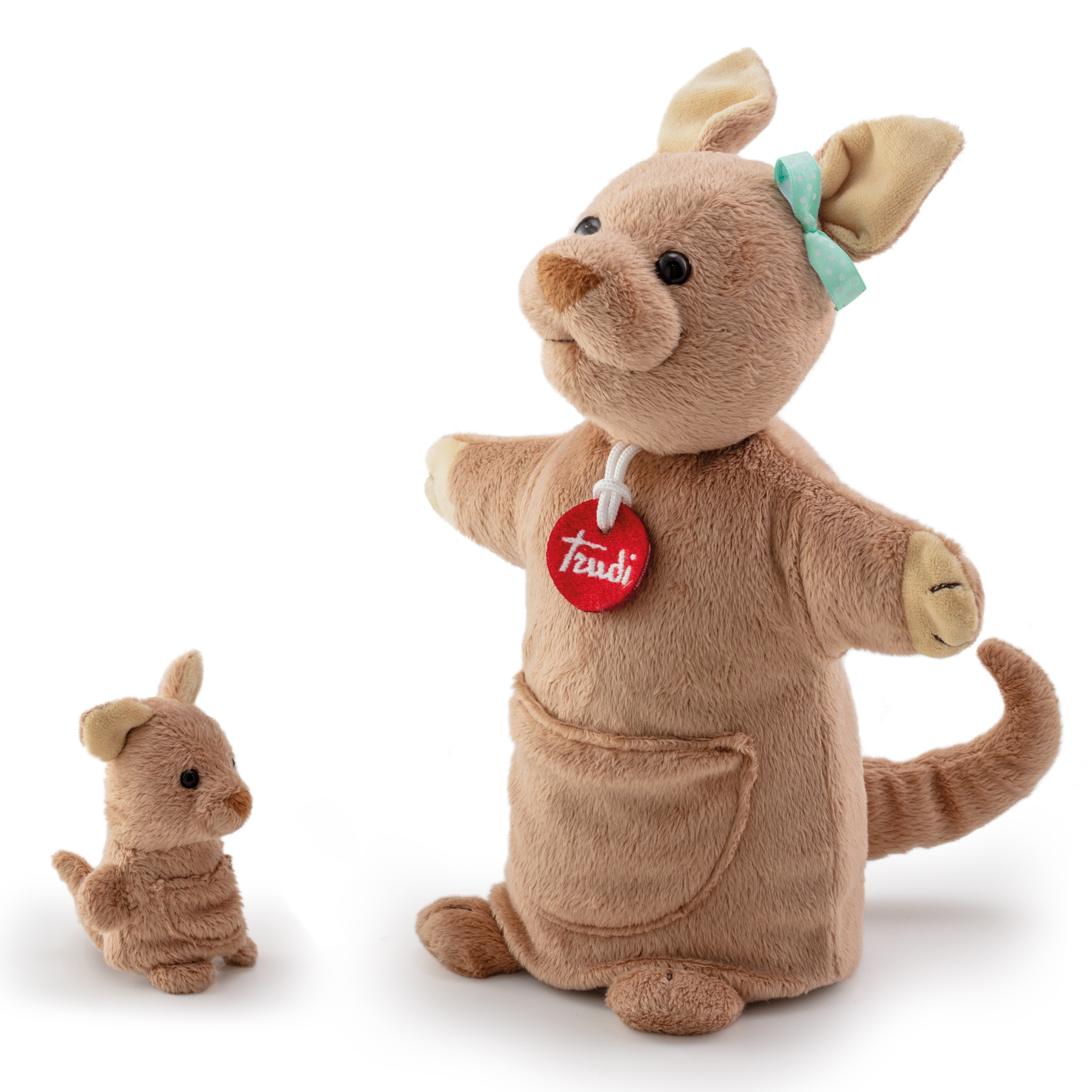 Hand puppet kangaroo with finger puppet baby by Trudi