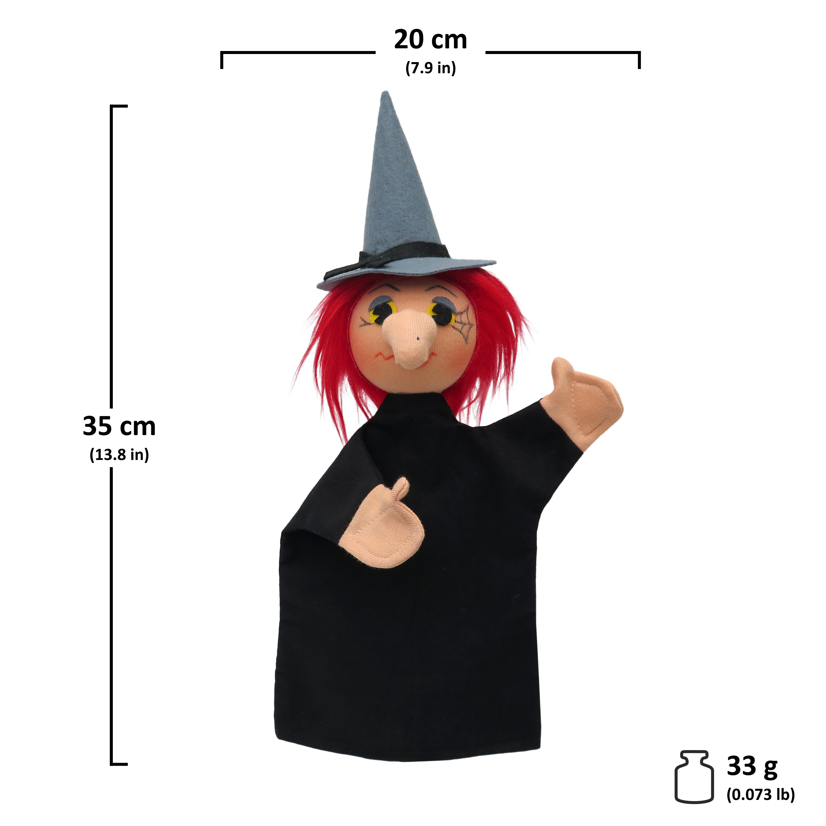 Kasperlepuppe Hexe (schwarz) - munabo Handpuppe - Produktbild 3