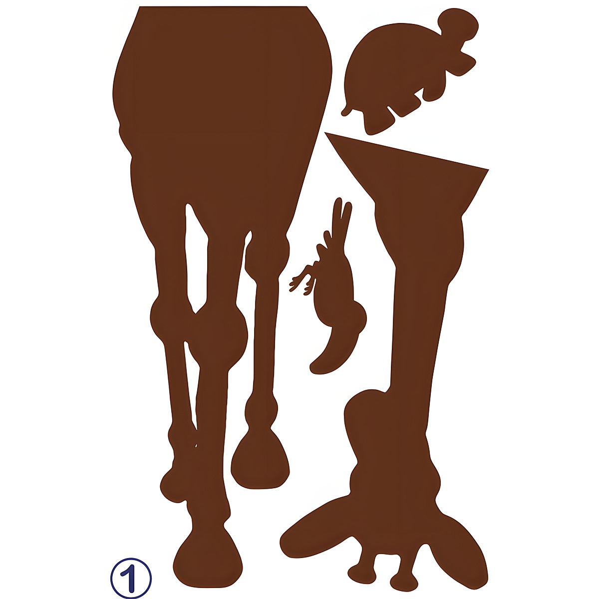 RoomMates Wandbild Animal Silhouettes Brown, Klebebogen mit Pferdebeinen, Elefanten-Silhouette und Hasen-Motiv auf weißem Untergrund