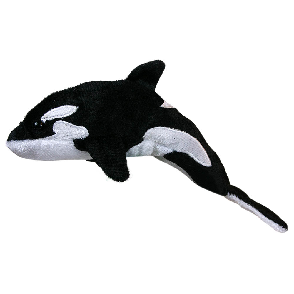 The Puppet Company Fingerpuppe Schwertwal, schwarz-weiße Orca-Puppe mit Rückenflosse