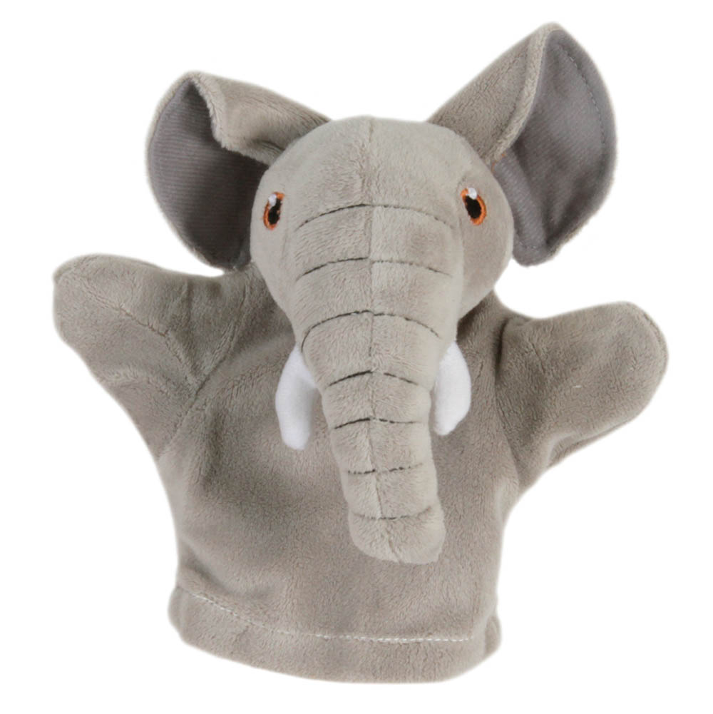 The Puppet Company Baby-Handpuppe Elefant, graue Handpuppe mit großen Ohren und weißen Stoßzähnen