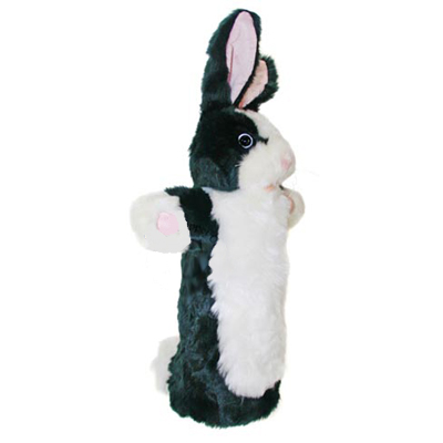 Long sleeved glove puppet rabbit, black & white - Puppet Company