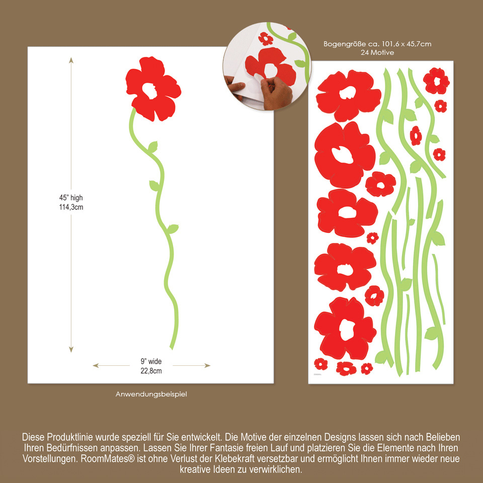 Poppies peel & stick mural - RoomMates Poppies peel & stick mural - RoomMates - Produktbild 2