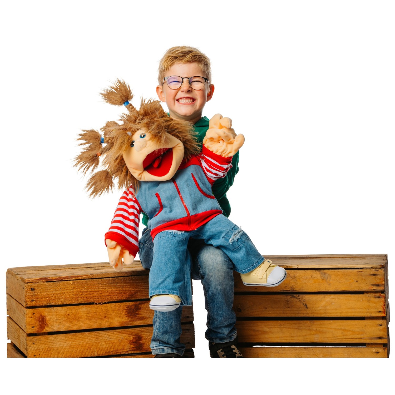 Living Puppets Handpuppe Ronja - im Spiel mit einem Kind