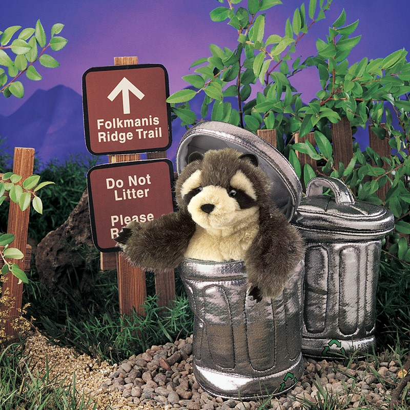 Folkmanis Handpuppe Waschbär in der Mülltonne Folkmanis Handpuppe Waschbär in der Mülltonne - Produktbild 4