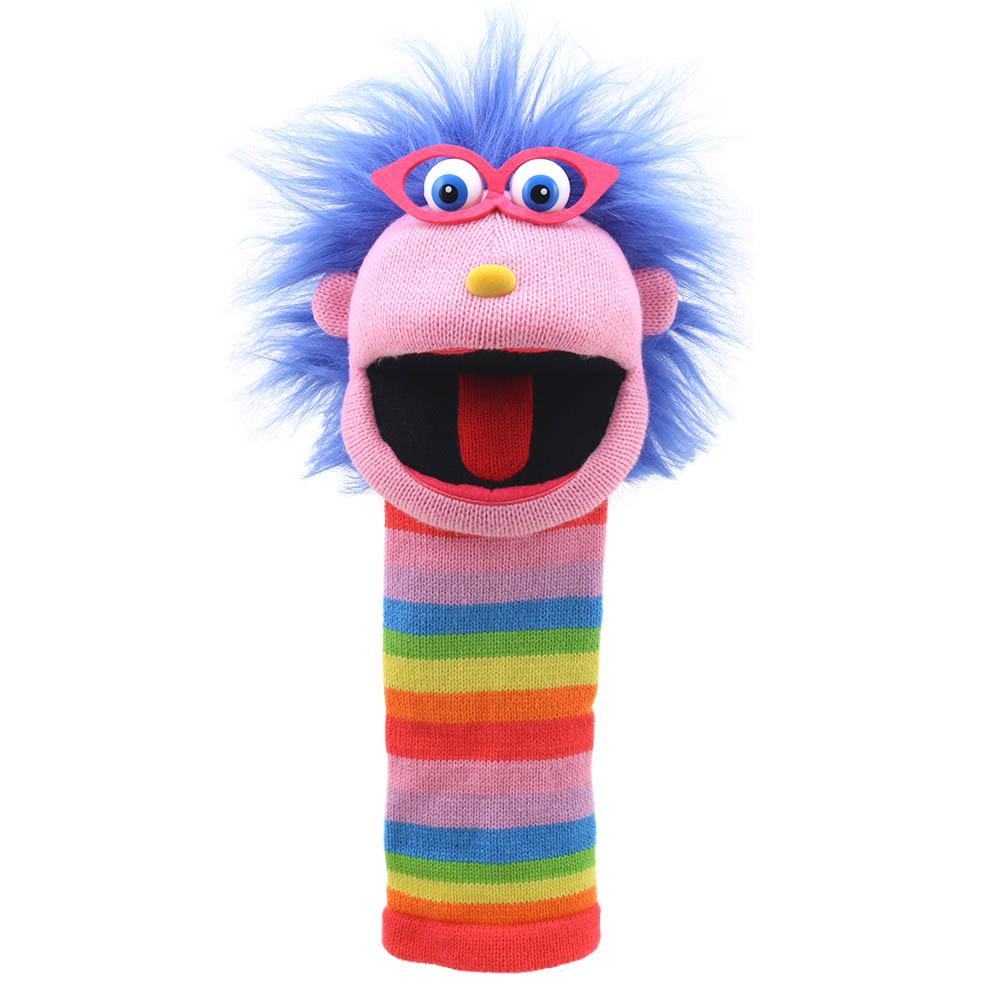 Monster sock hand puppet Gloria with sound - Puppet Company