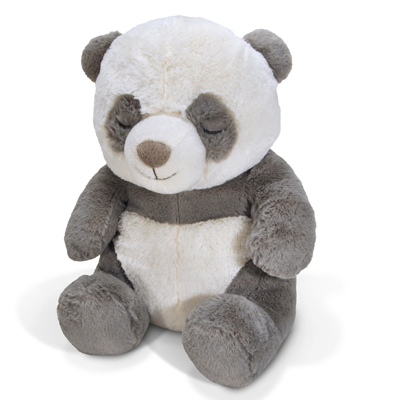 Cloud b Einschlafhilfe Pandabär Peaceful Panda, graues/weißes Kuscheltier mit geschlossenen Augen, Frontansicht