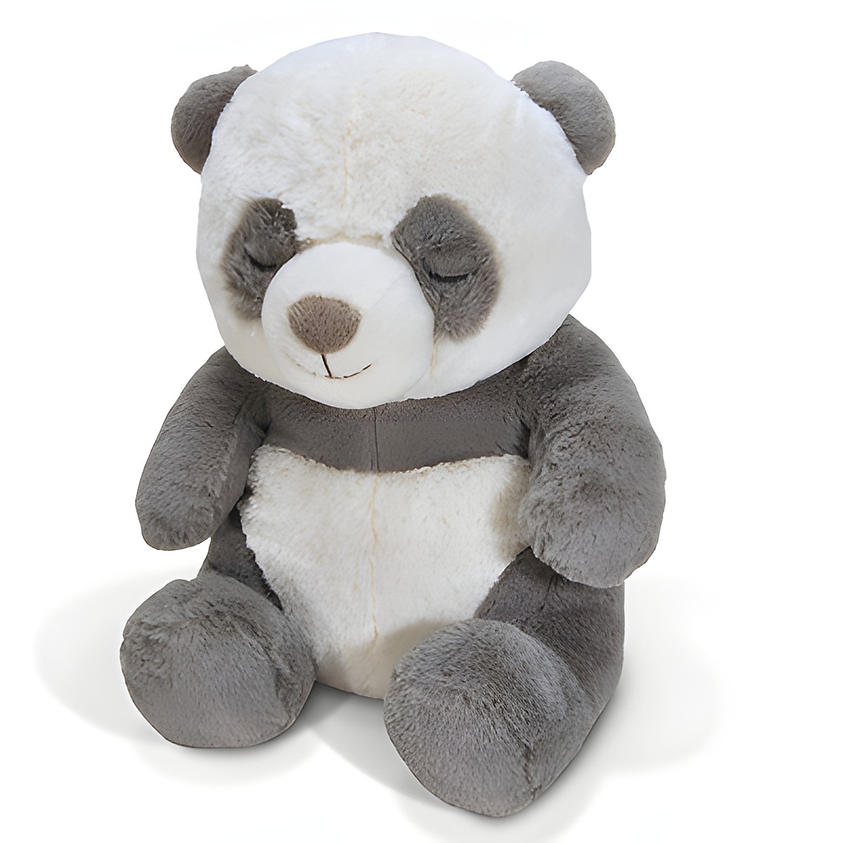 Cloud b Einschlafhilfe Pandabär Peaceful Panda, graues/weißes Kuscheltier mit geschlossenen Augen, Frontansicht