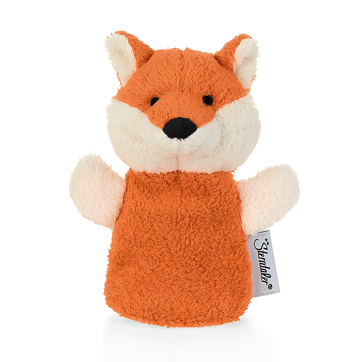 Sterntaler Fingerpuppe Fuchs, orangefarbener Kopf mit cremefarbener Schnauze und spitzen Ohren