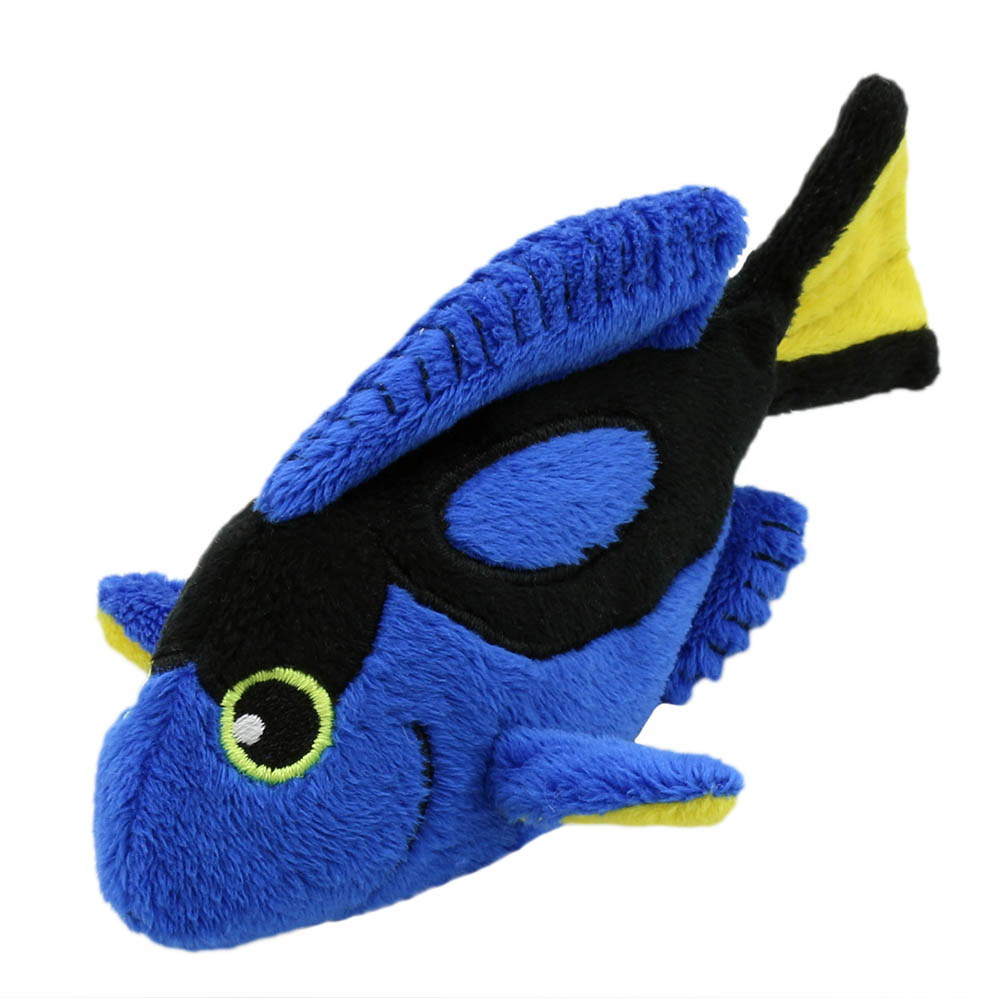 The Puppet Company Fingerpuppe Palettendoktorfisch, blauer Fisch mit schwarzer Zeichnung, Seitenansicht